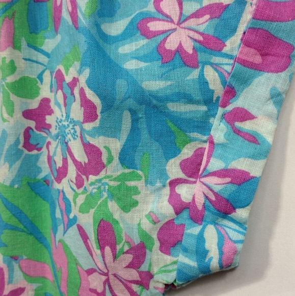 Time and Tru Linen Blend Floral Roll Cuff Button Shirt Womens M Multicolor Boho - Picture 4 of 10